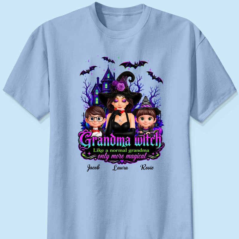 Grandma Mom Witch More Magical - Personalized Shirt - Halloween Spooky Scene, Gift for Grandma
