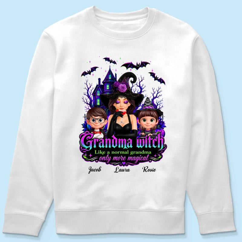 Grandma Mom Witch More Magical - Personalized Shirt - Halloween Spooky Scene, Gift for Grandma