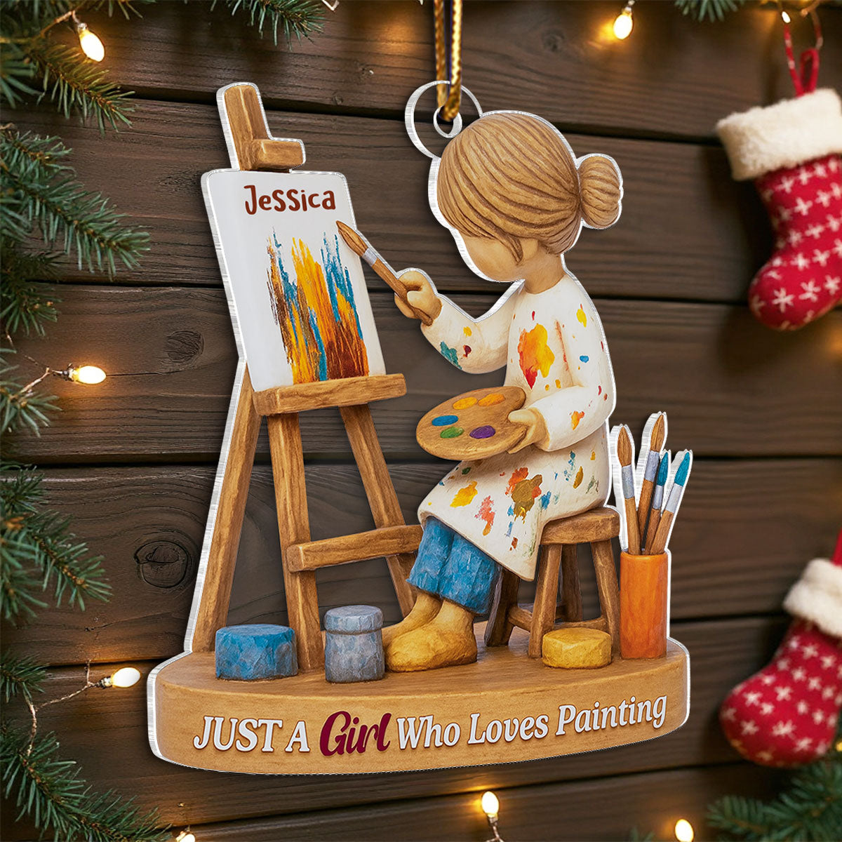 Just A Girl Who Loves Painting - Personalized Acrylic Ornament, Thoughtful Christmas Gift for Artist, Painter, Art Teacher Decor