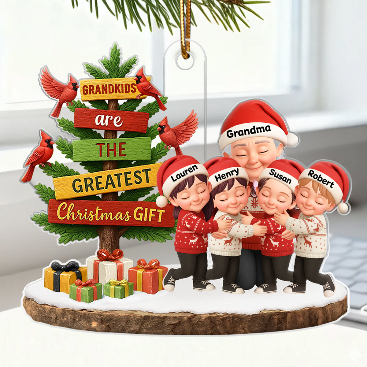 Grandkids Are The Greatest Christmas Gift - Personalized Acrylic Ornament - Chrismas Gift for Grandma