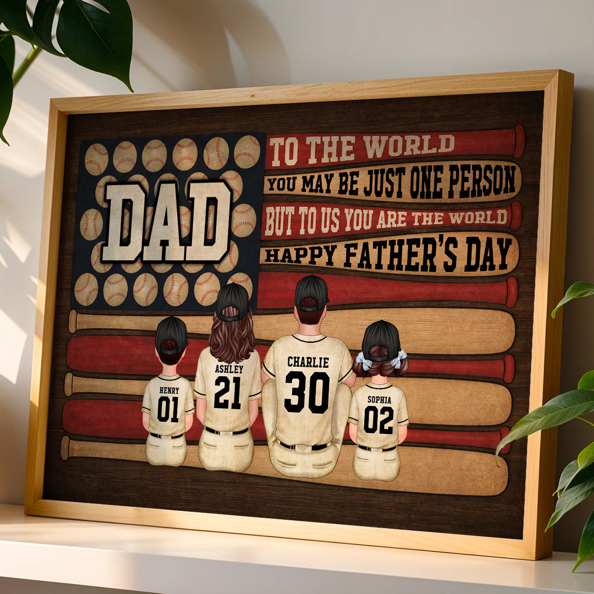 Baseball Nation Flag Dad Us You Are The World - Personalized Poster - Father's Day Gift For Baseball Dad