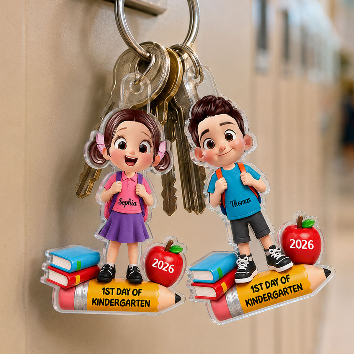 1st Day Of Kindergarten Boy Girl 2D Flat - Personalized Acrylic Ornament - Back To School Gift, Christmas Keepsake