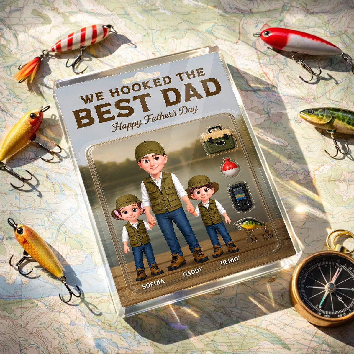 Fishing We Hooked The Best Dad - Personalized Acrylic Block Plaque -  Gift For Dad