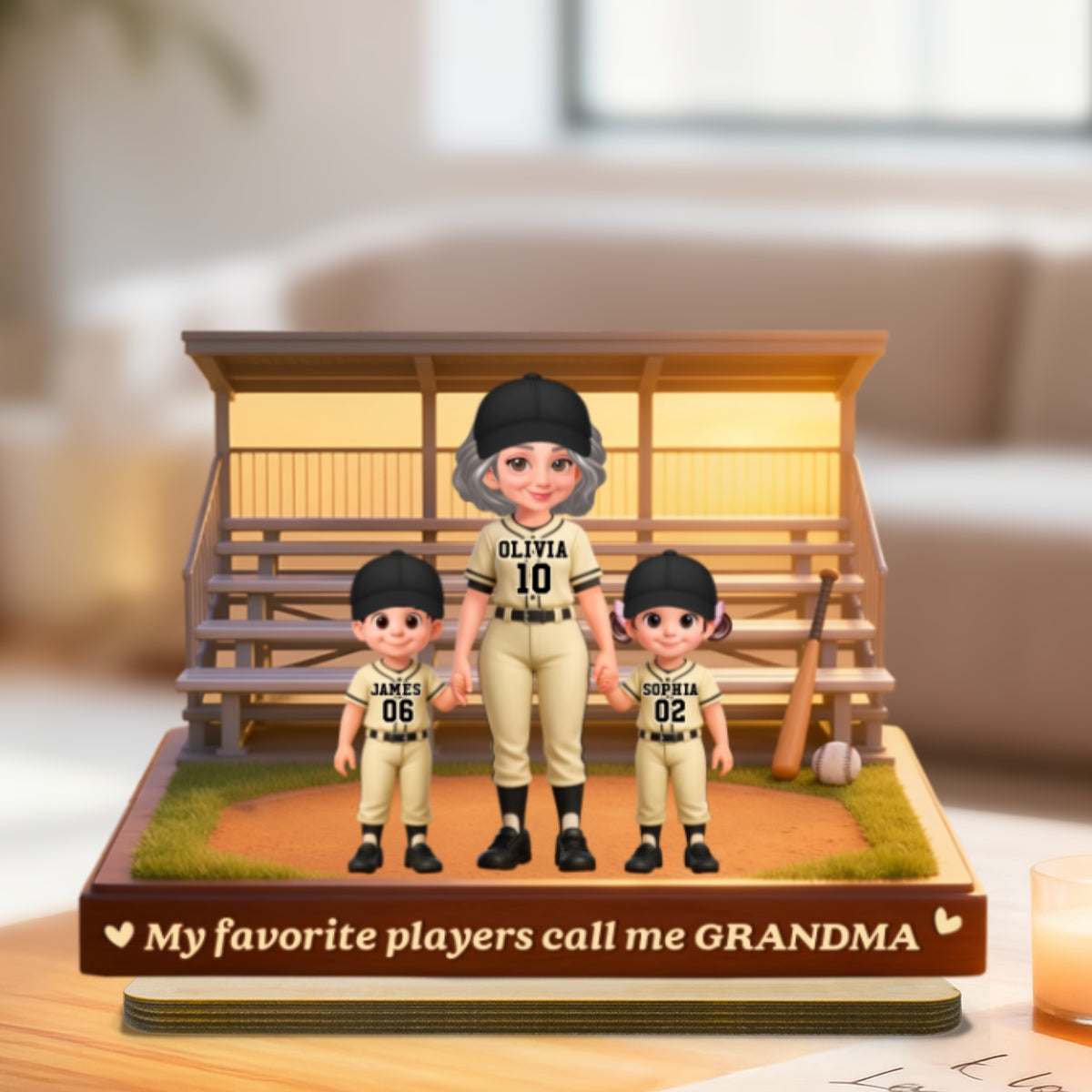 From The Baseball Bleachers With Love My Favorite Players Call Me Grandma - Personalized 2-Layered Wooden Plaque - Mother's Day Gift For Baseball Grandma