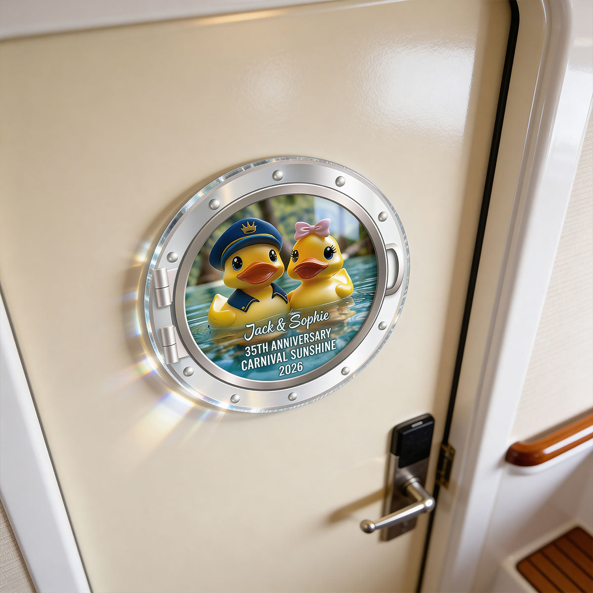 Rubber Duck Couple Anniversary Cruise - Personalized Cruise Door Acrylic Magnet - Cruise Trip Keepsake