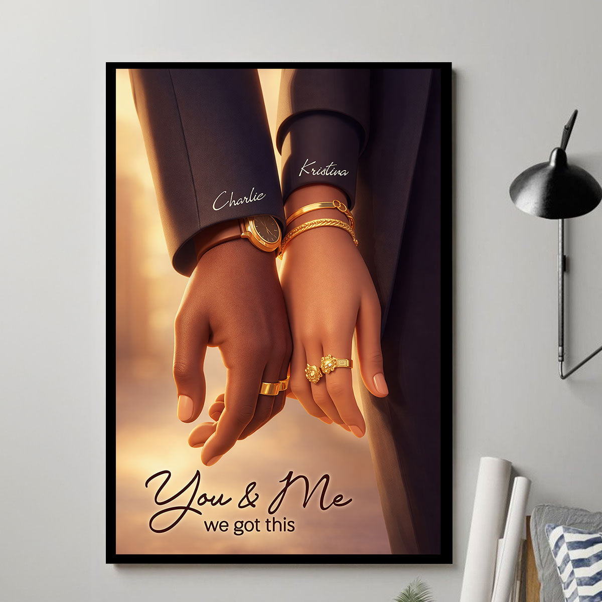 Couple Romantic Hands Close Up - Personalized Poster - Anniversary, Valentine's Day Gift, Gift For Him, Gift For Her
