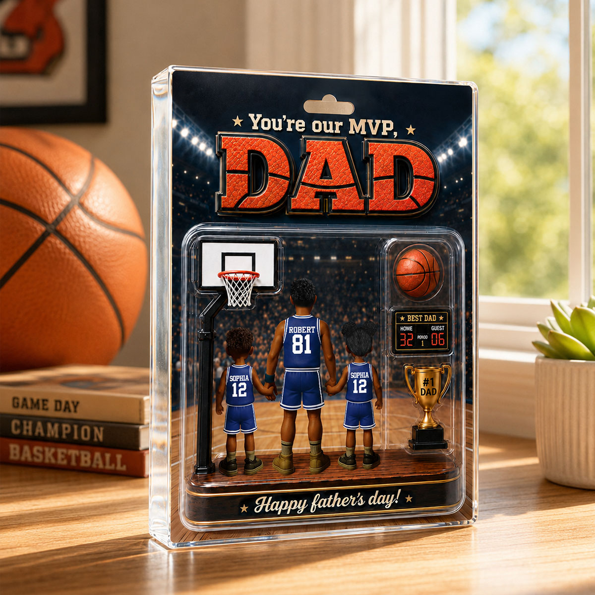 You Are Our MVP Basketball Dad, Custom Action Figure - Personalized Acrylic Block Plaque -  Gift for Dad, Husband