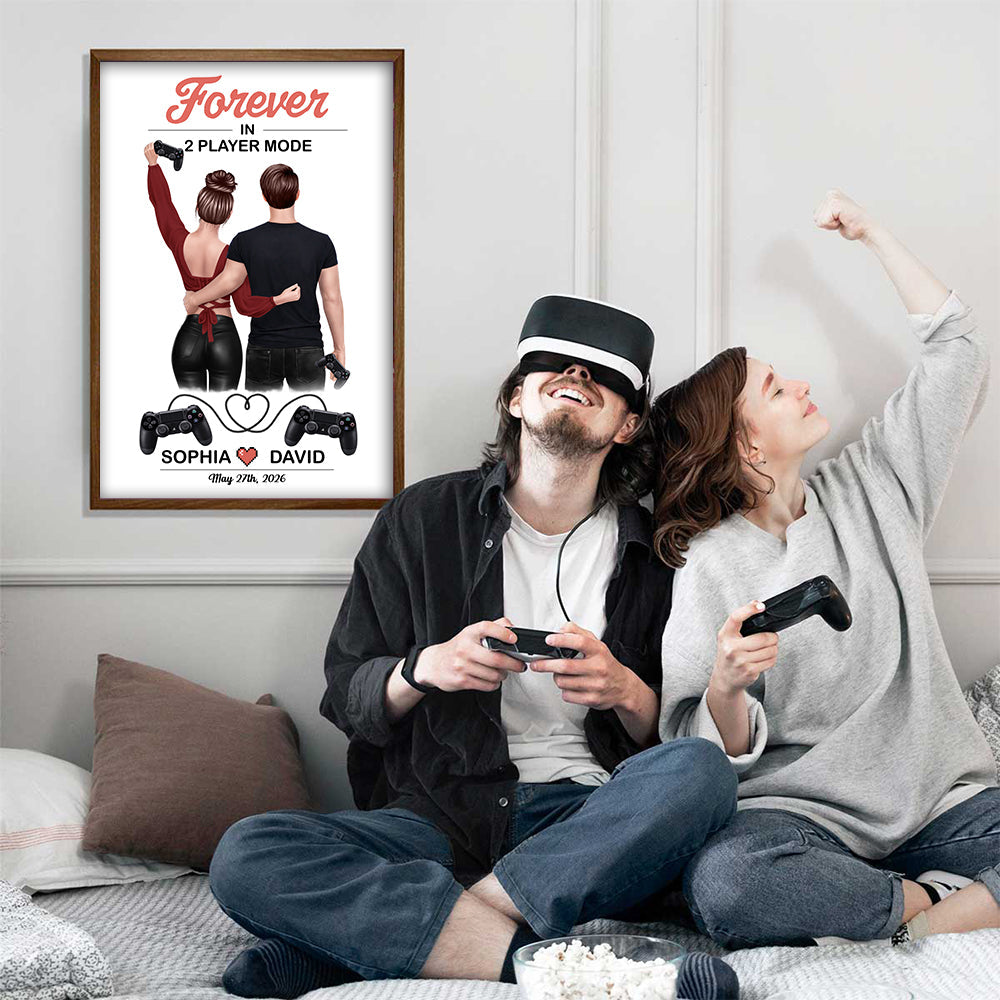 Forever in 2 Player Mode - Personalized Poster - Custom Gaming Gift for him, for her