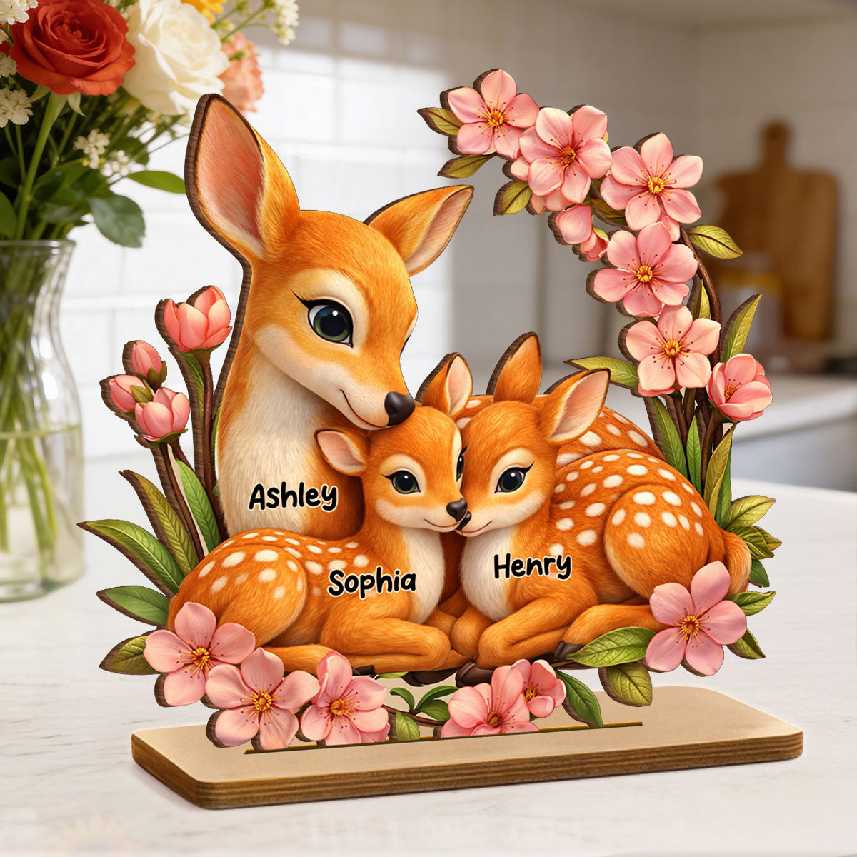 Deer And Fawn - Personalized Wooden Plaque - Heartfelt Mother's Day Gift for Mom, Wife