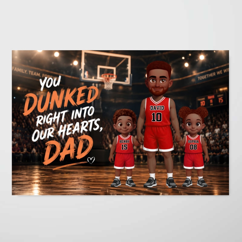Basketball Dad & Kids Together - Personalized Poster - Father's Day Gift For Dad, Husband