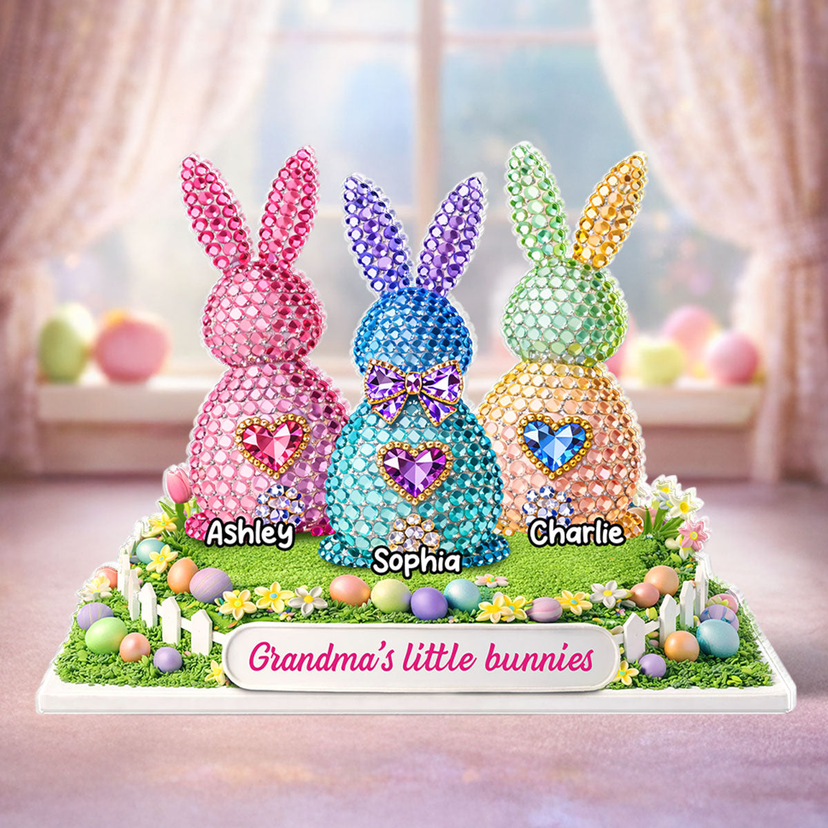 Grandma's Little Bunnies Easter - Personalized Acrylic Block Plaque - Sentimental Gift for Grandma