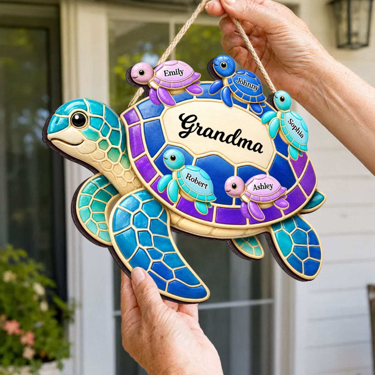 Summer Vibe Grandma Turtle - Personalized Wood Sign - Gift For Grandma, Summer Decoration