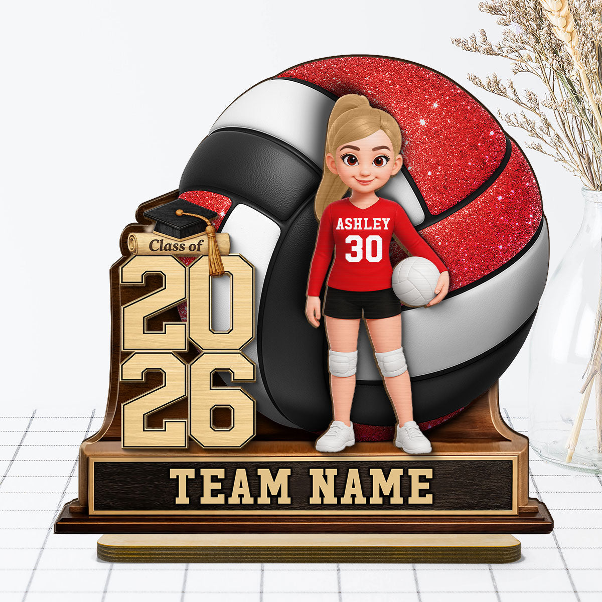 Volleyball Senior Keepsake 2D Flat - Personalized 2-Layered Wooden Plaque - Graduation Gift For Daughter, Graduates, Class of 2026