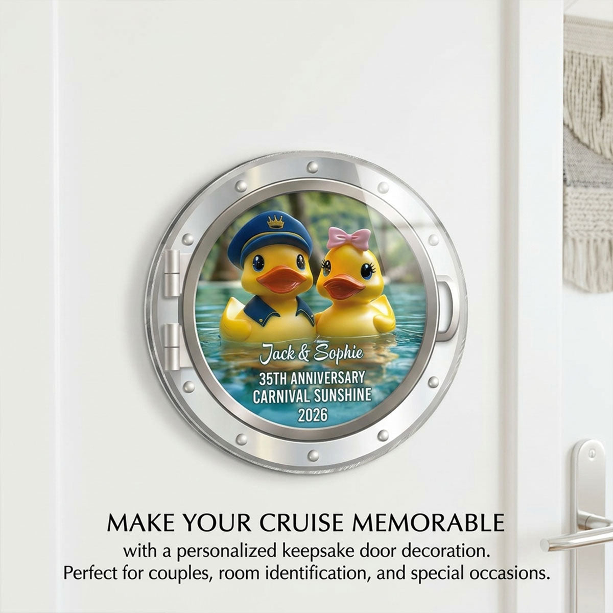 Rubber Duck Couple Anniversary Cruise - Personalized Cruise Door Acrylic Magnet - Cruise Trip Keepsake