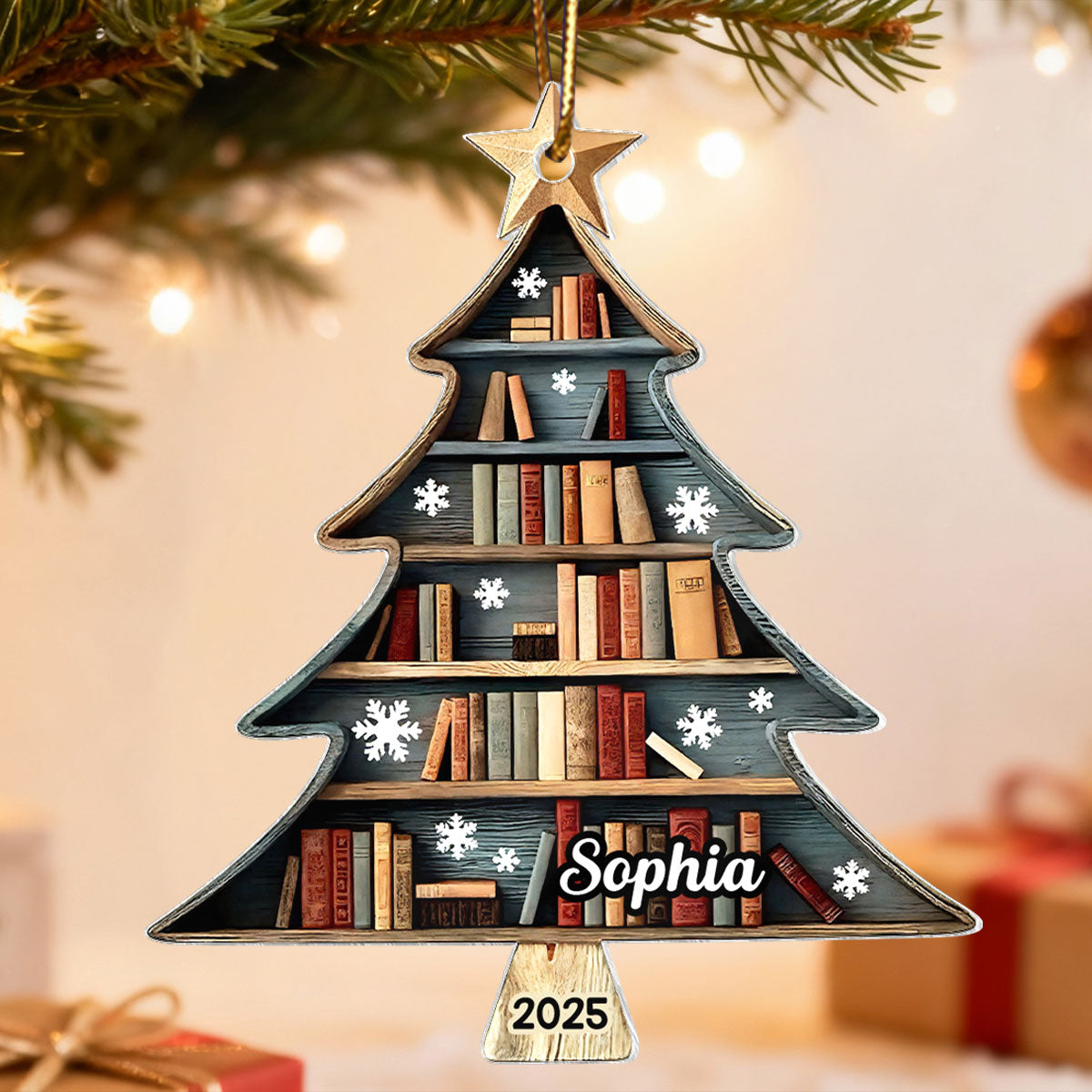 Christmas Book Tree - Personalized Acrylic Ornament - Christmas Gift For Book Lovers