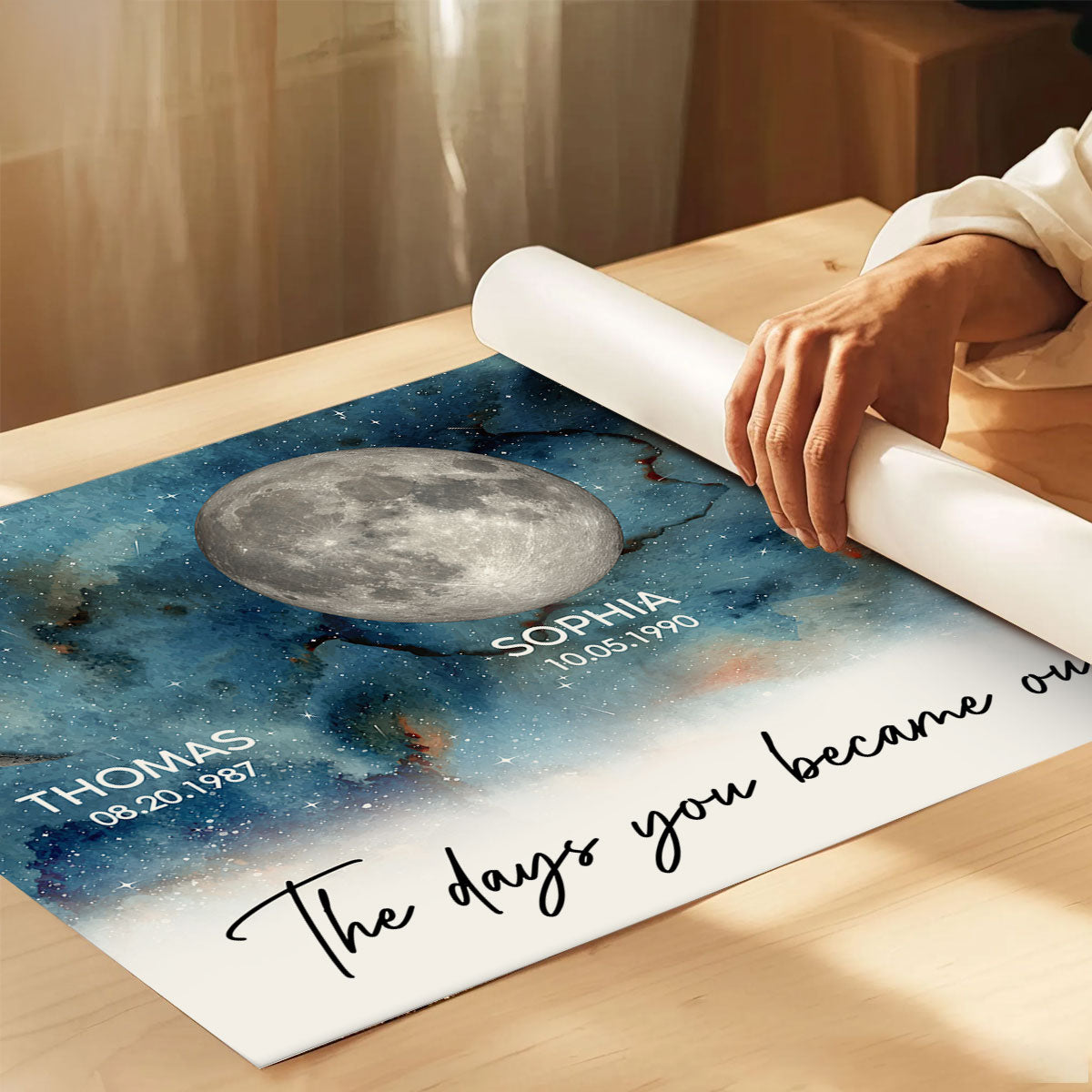 Gradient Galaxy Custom Birth Moon Phase The Days You Became Our Mom Personalized Poster, Heartfelt 2025 Gift For Mom