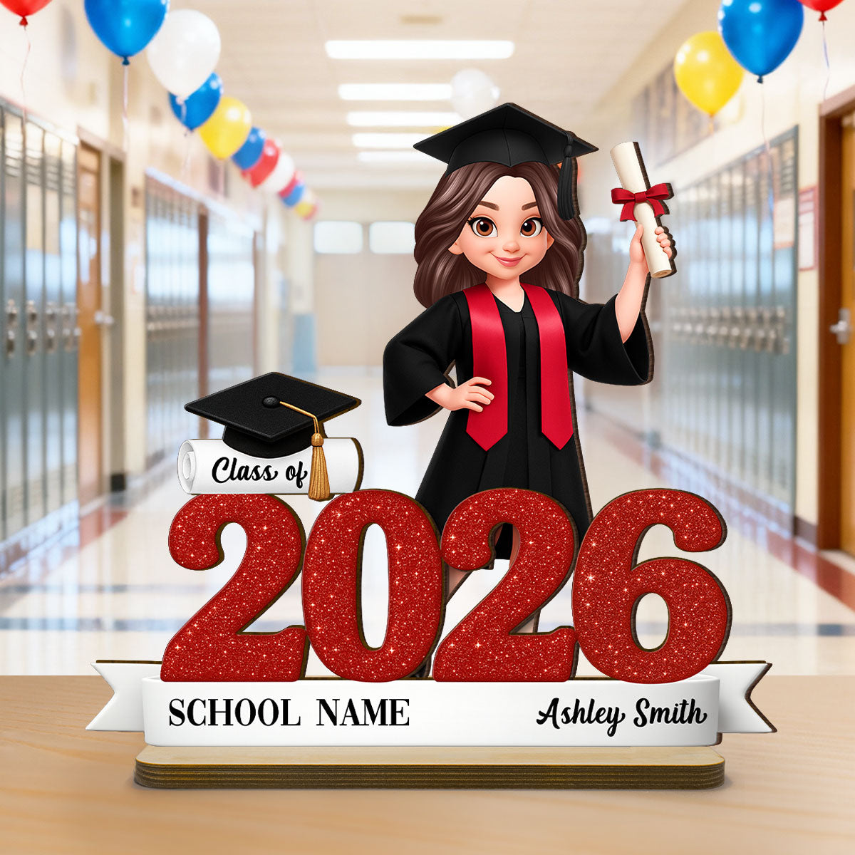 Class Of 2026 3D Effect Senior - Personalized 2-Layered Wooden Plaque - Graduation Gift For Seniors, Daughter, Son, Grandkids