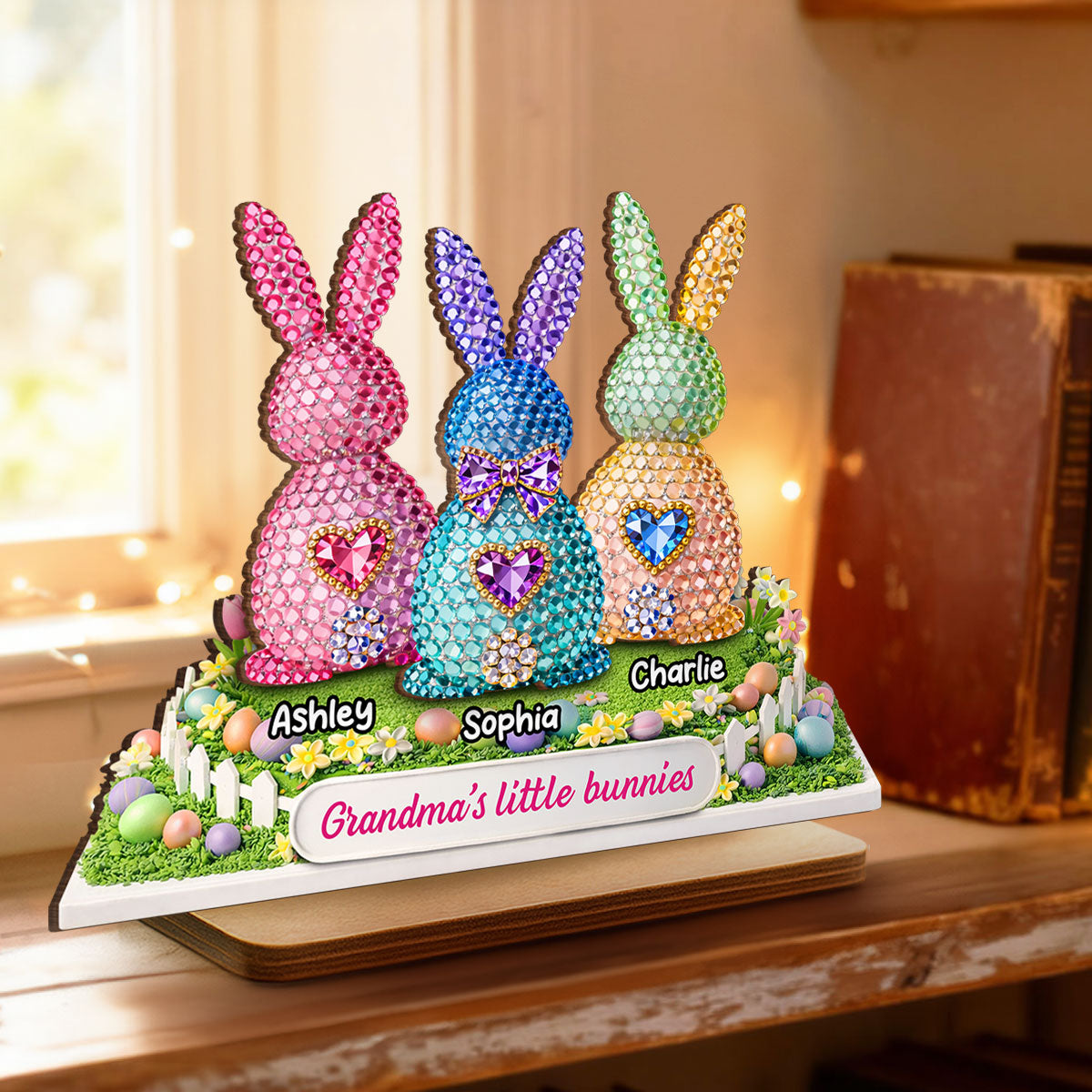 Grandma's Little Bunnies Easter - Personalized 2-Layered Wooden Plaque - Sentimental Gift for Grandma