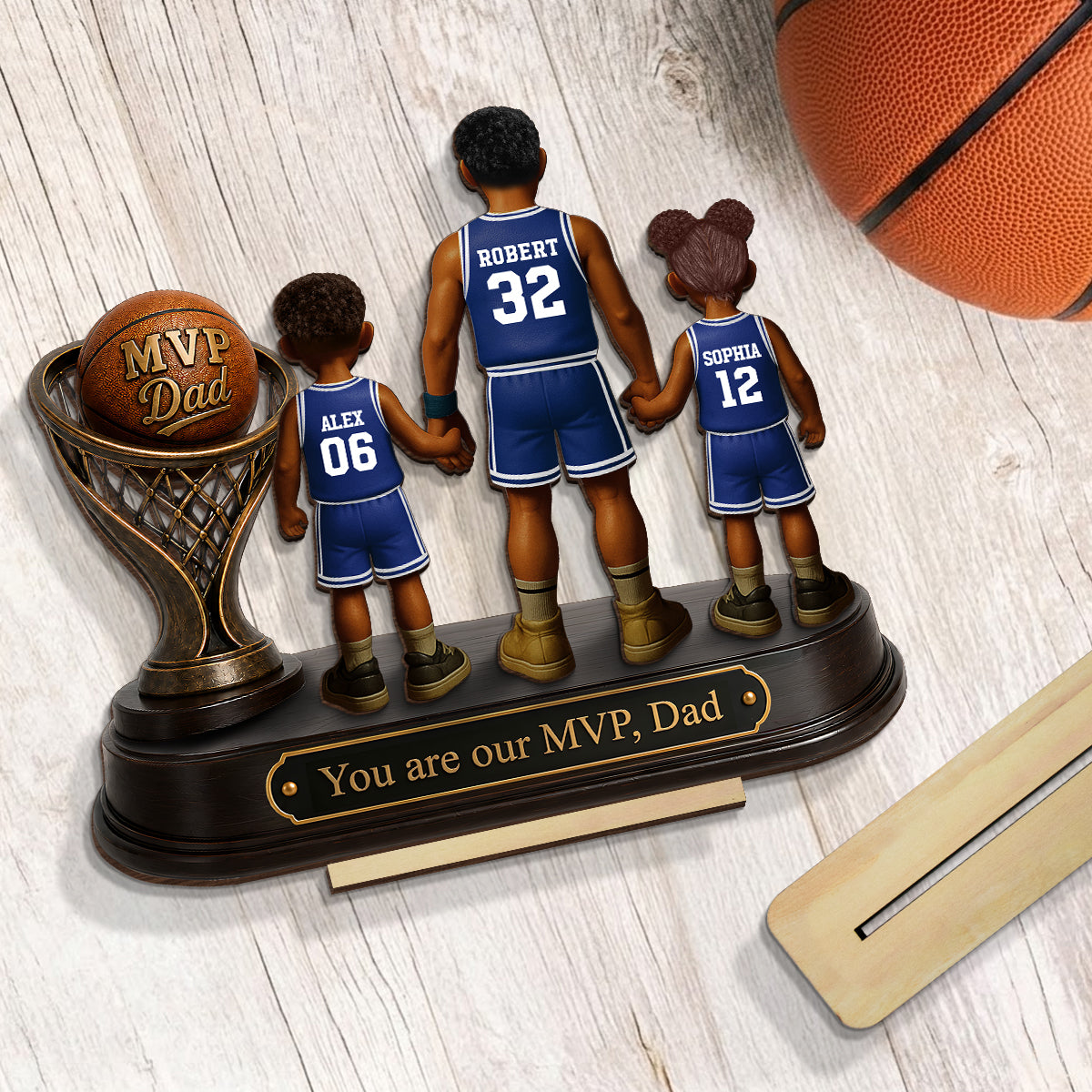 We Scored the Best Dad Basketball Trophy - Personalized 2-Layered Wooden Plaque -  Gift for Dad, Husband