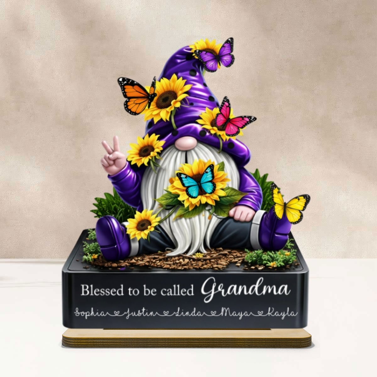 Blessed to Be Called Grandma - Personalized 2-Layered Wooden Plaque - Heartfelt Gift for Grandma
