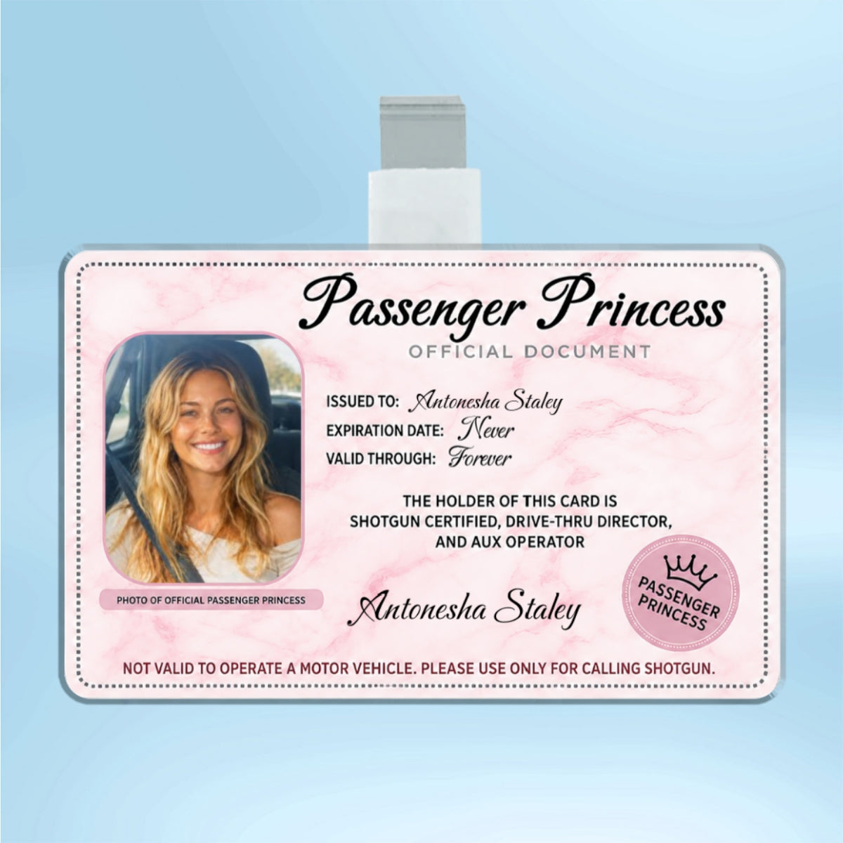 Passenger Princess Custom Photo - Personalized Car Visor - Car Accessories Owner Gift for Couple, Boyfriend, Girlfriend, Husband, Wife