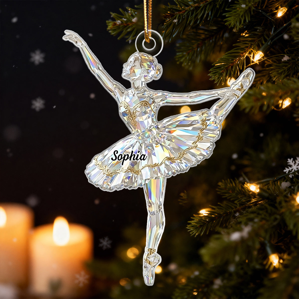 Ballet Girl Crystal Effect - Personalized Acrylic Ornament - Unique Christmas Gift For Daughter, Granddaughter, Kid