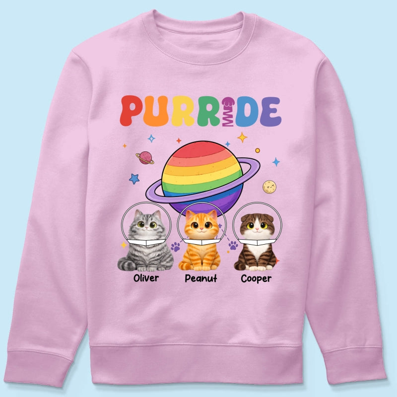 Purride Cat Mom Cat Dad LGBT Pride Month - Personalized Shirt - Gift for Cat Lovers