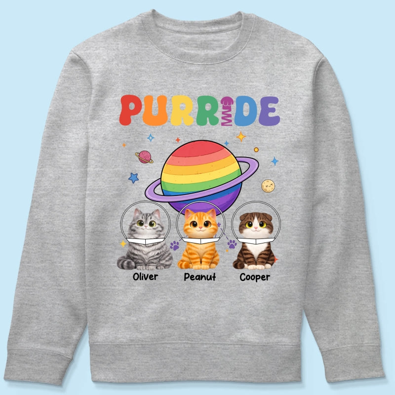 Purride Cat Mom Cat Dad LGBT Pride Month - Personalized Shirt - Gift for Cat Lovers