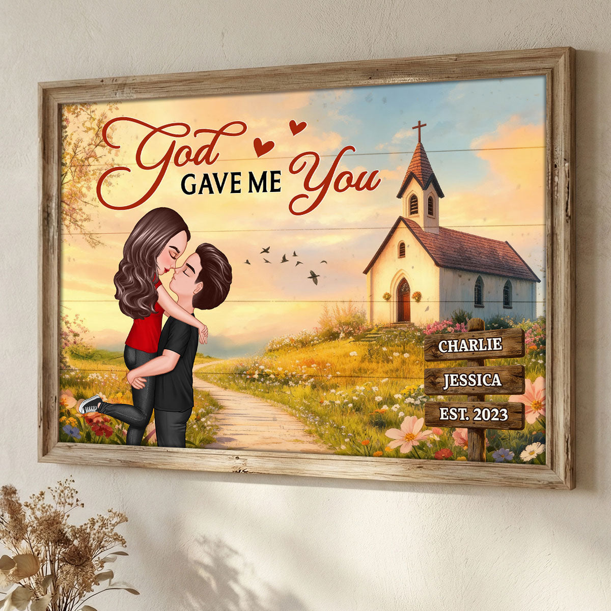 God Wrote Our Love Story Christian Couple Decor - Personalized Poster - Heartfelt Valentine, Anniversary Gift For Him, For Her, For Wife, For Husband