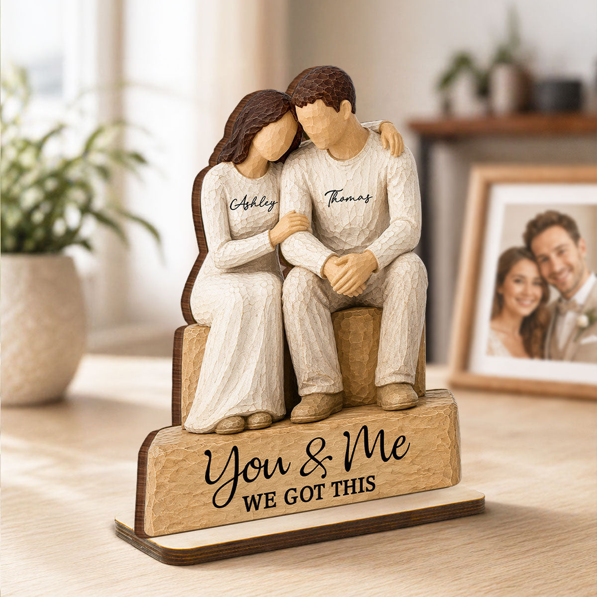Rustic Sentimental Couple Forever Together - Personalized 2-Layered Wooden Plaque - Anniversary Gift For Couple