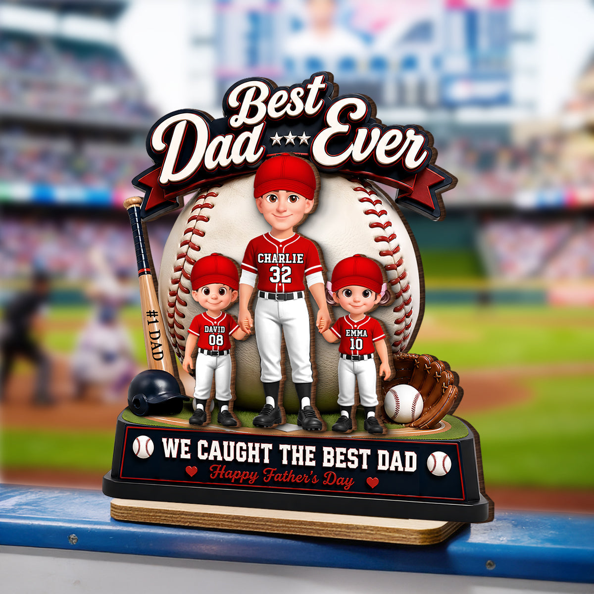 The Home Run Hero Dad Baseball - Personalized 2-Layered Wooden Plaque - Heartfelt Gift For Dad, Husband