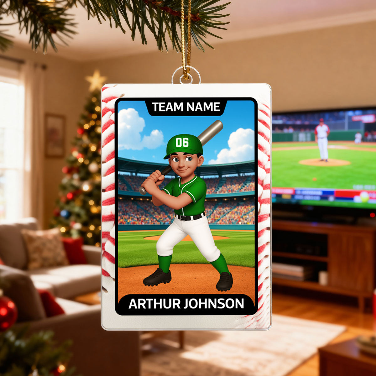 Baseball Card - Personalized Acrylic Ornament - Christmas Gift for Sons, Grandson, Daughter, Granddaughter