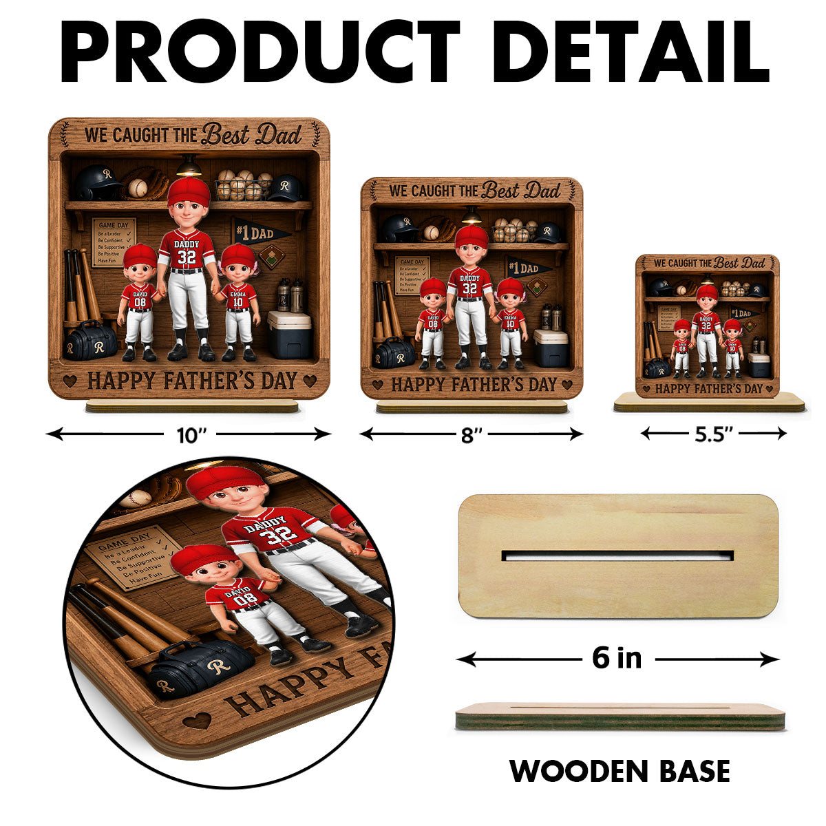Baseball Dad & Kids Locker Room - Personalized 2-Layered Wooden Plaque -  Gift For Dad, Husband