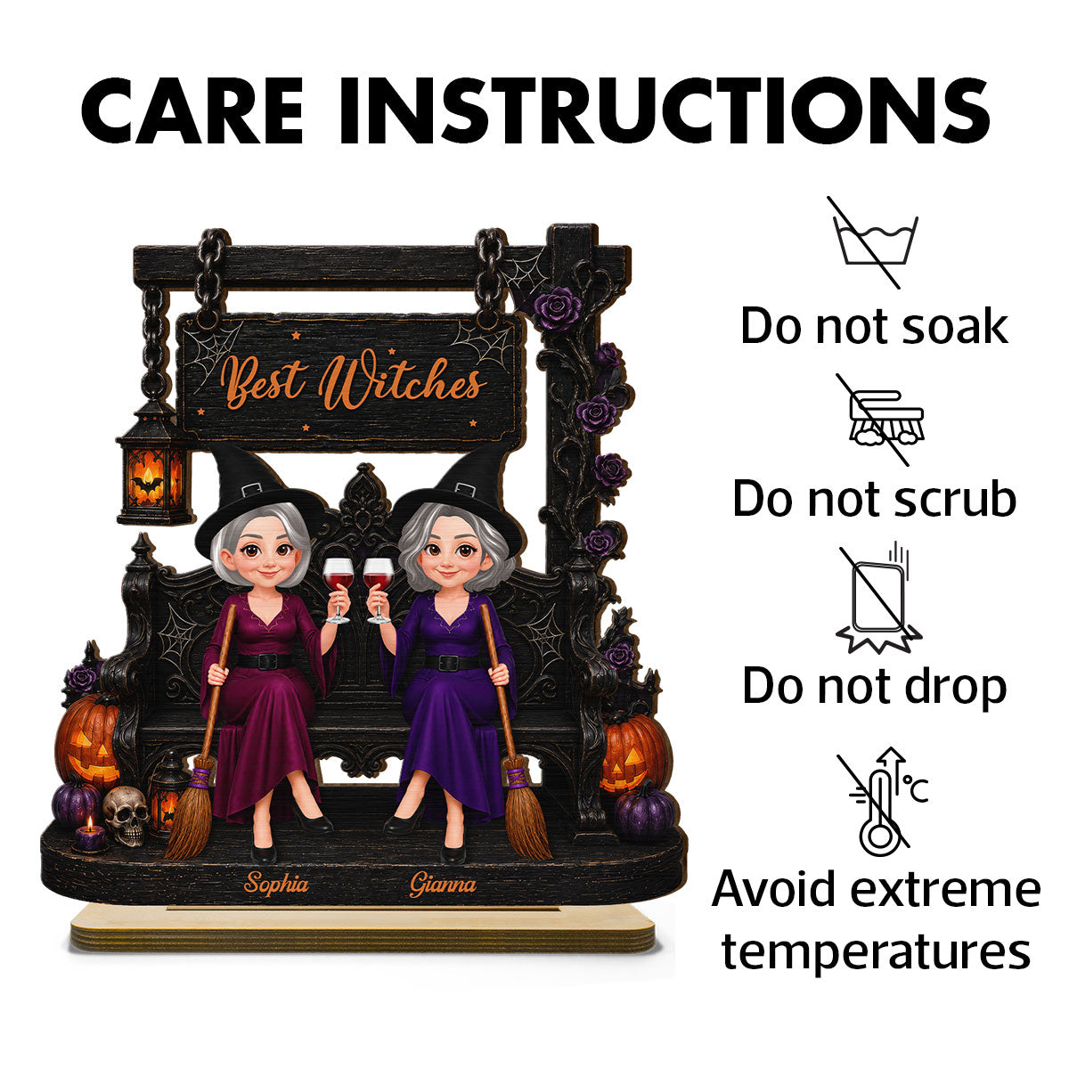 Best Witches Forever 2D Flat - Personalized Wooden Plaque - Halloween Gift For Best Friends