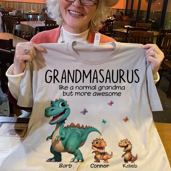 Grandmasaurus And Kids 3D Effect Dinosaurs Personalized Shirt | A Heartfelt Gift for Grandma's Birthday, Mother’s Day, or Just Because