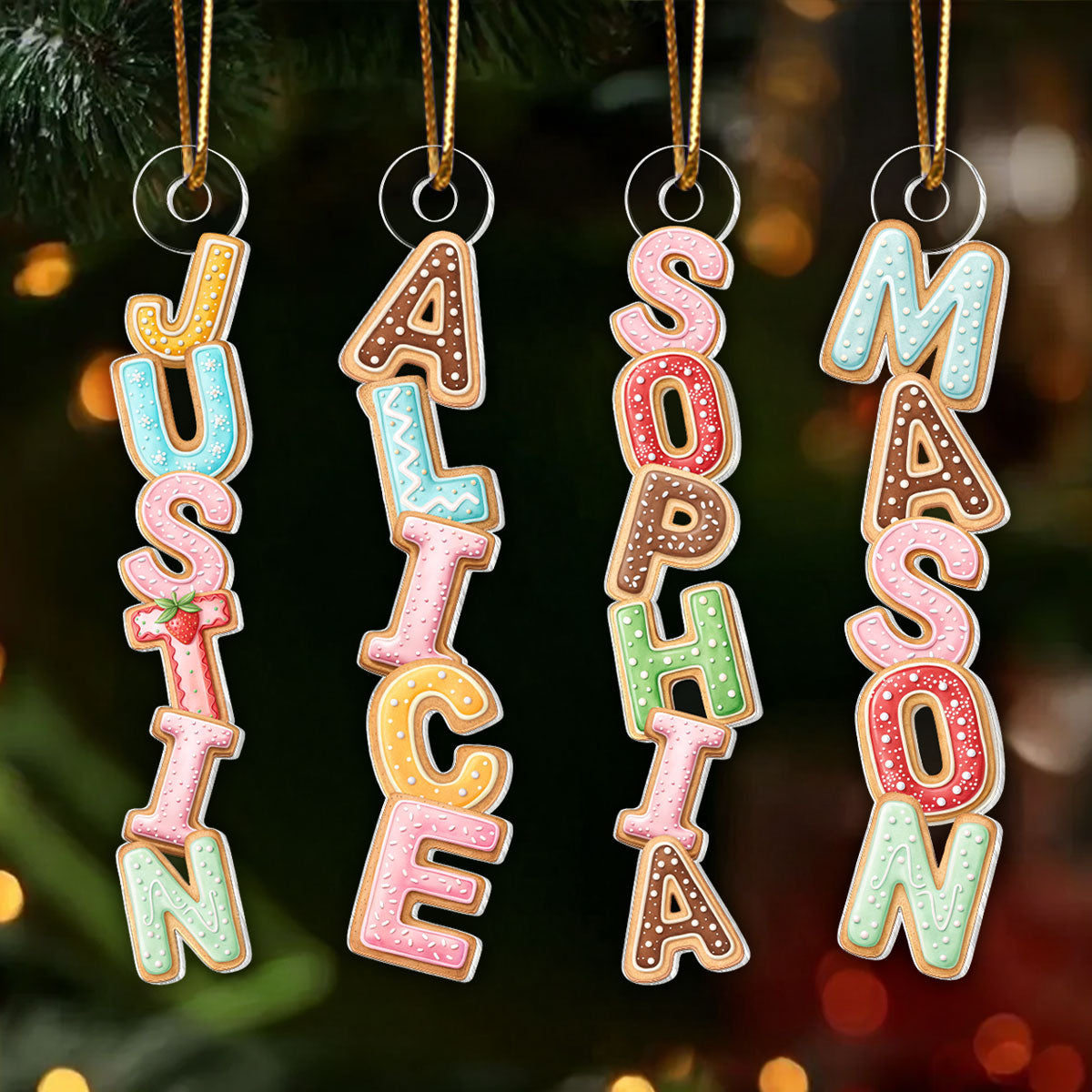 Cookies Christmas Alphabet Custom Family Name - Personalized Acrylic Ornament - Unique Christmas Gift For Family, Loved One