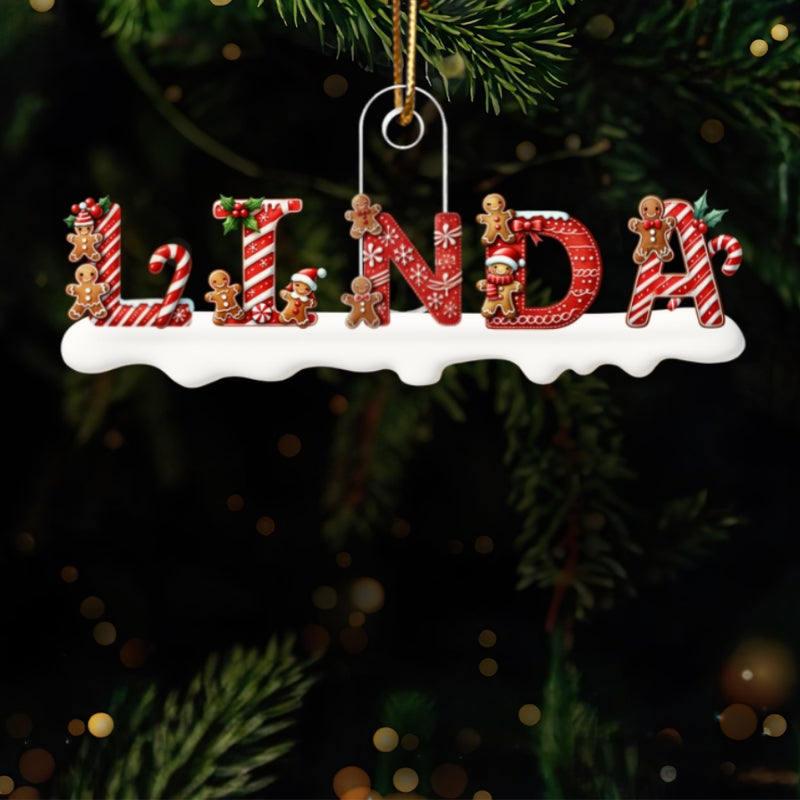 Candy Cane Alphabet - Personalized Acrylic Ornament - Christmas Tree Decor