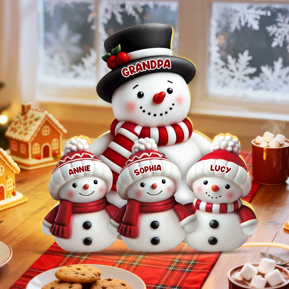 Cute Snowman 2D Flat Printed - Personalized Light Box - Christmas Decor For Family, Grandma, Grandpa