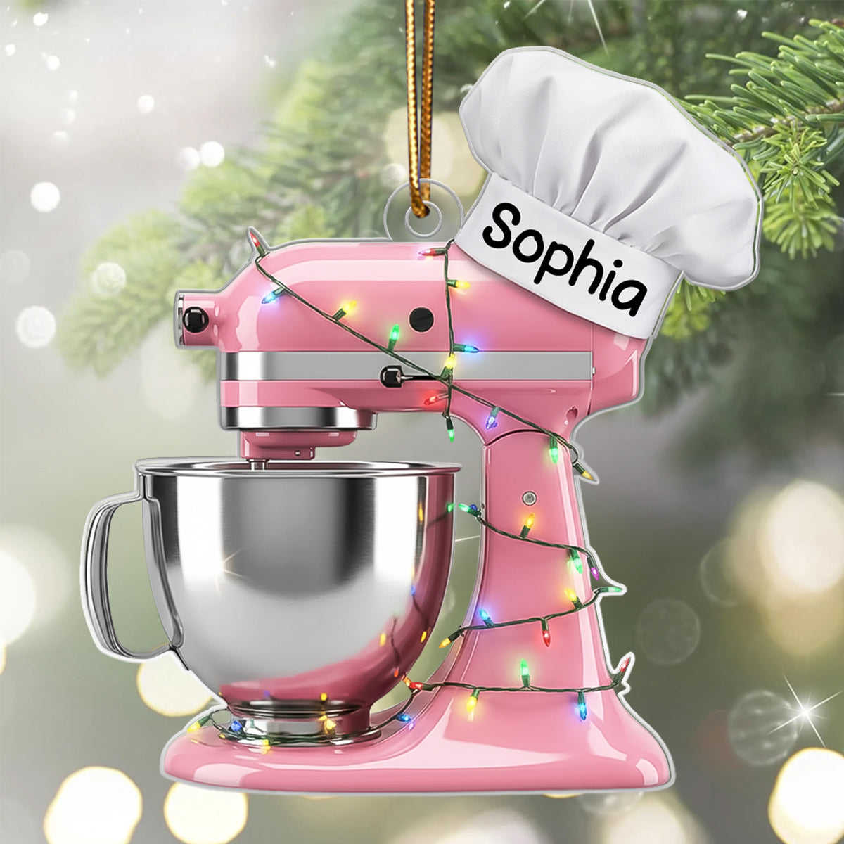 Baking Mixer Lights Christmas - Personalized Acrylic Ornament - Christmas Gift for Bakers