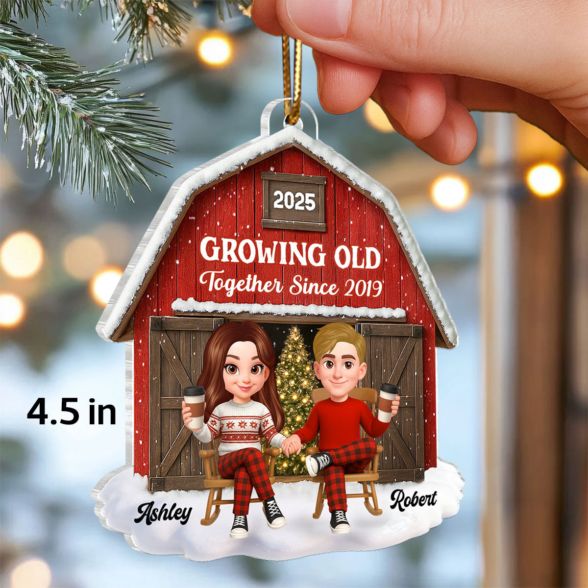 Couple We Got This Rustic Farmhouse - Personalized Acrylic Ornament - Christmas Gift for him, for her