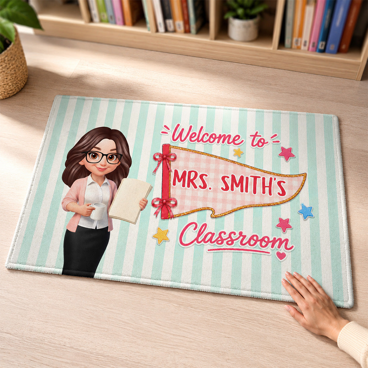 Pennant Vintage Welcome To Teacher Classroom - Personalized Doormat