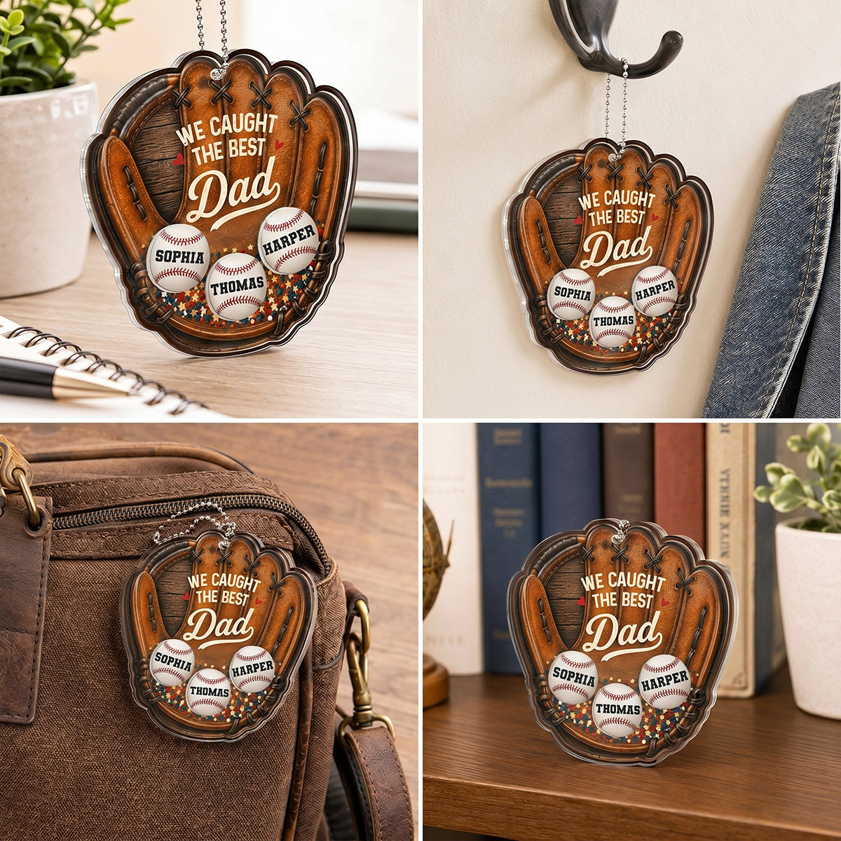 We Caught The Best Dad Baseball In Glove - Personalized Shaker Car Ornament - Father's Day Gift For Baseball Dad