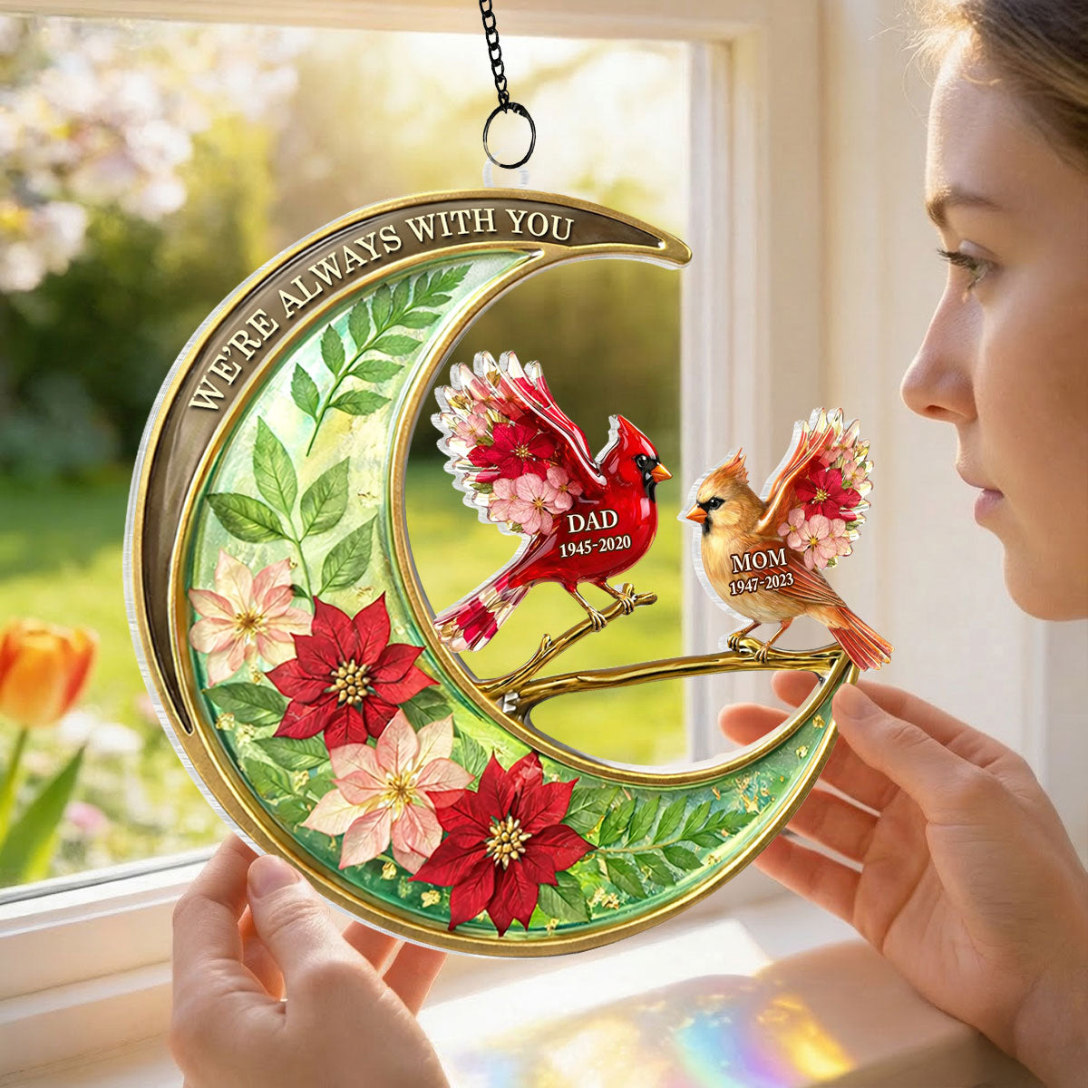 I'm Always With You Memorial - Personalized Suncatcher Ornament - Heartfelt Remembrance Keepsake for Loved Ones