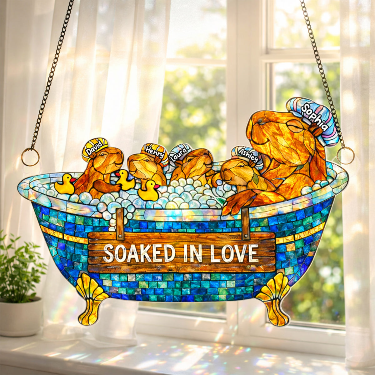 Cute Water Critter Mom - Personalized Suncatcher - Gift For Mom, Grandma