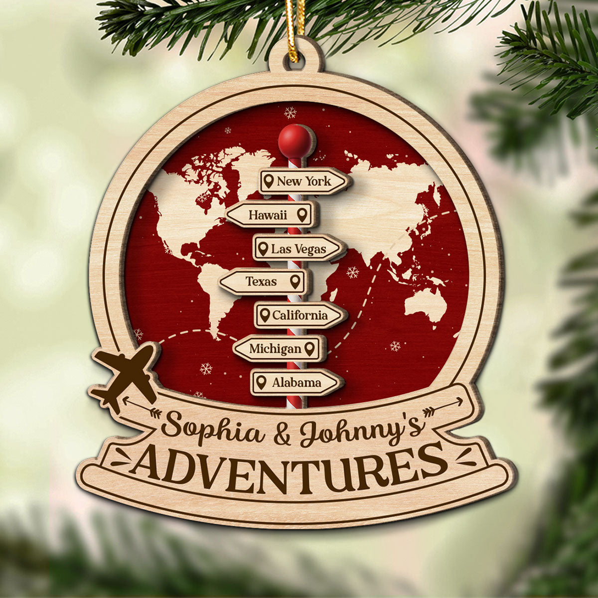 Couple Travel Destination In 2025 - Personalized Wooden Ornament - Unique Christmas Gift For Him, For Her, For Couple