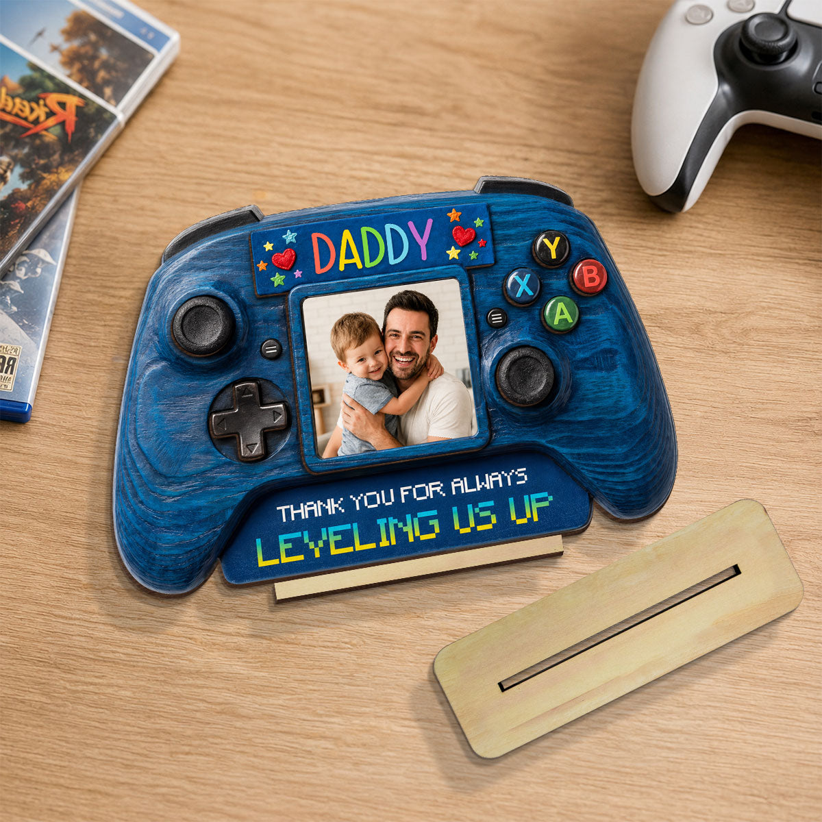 Retro Game Console Dad - Personalized 2-Layered Wooden Plaque - Heartfelt Gift For Dad, Husband