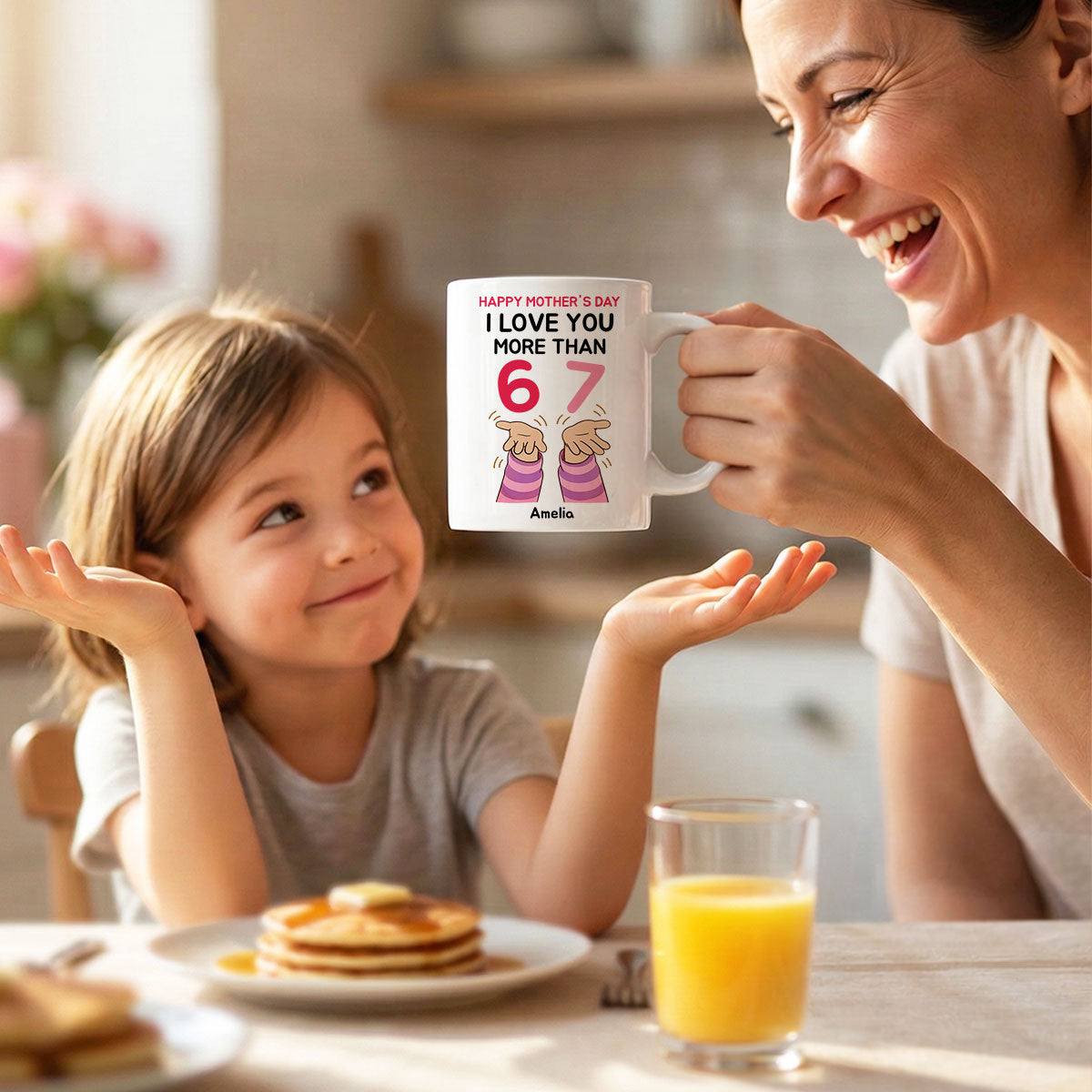 I Love You More Than 6 7 - Personalized Mug - Mother's Day Gift for Mom, Wife