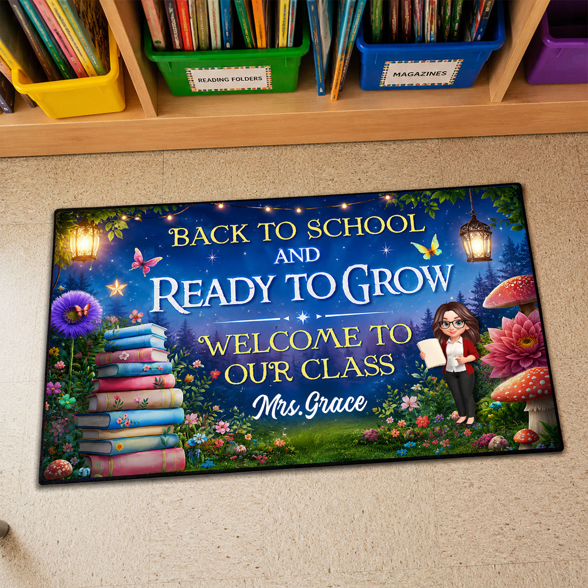 Back To School And Ready To Grow - Personalized Doormat - Back To School Gift For Teacher, Classroom Decor