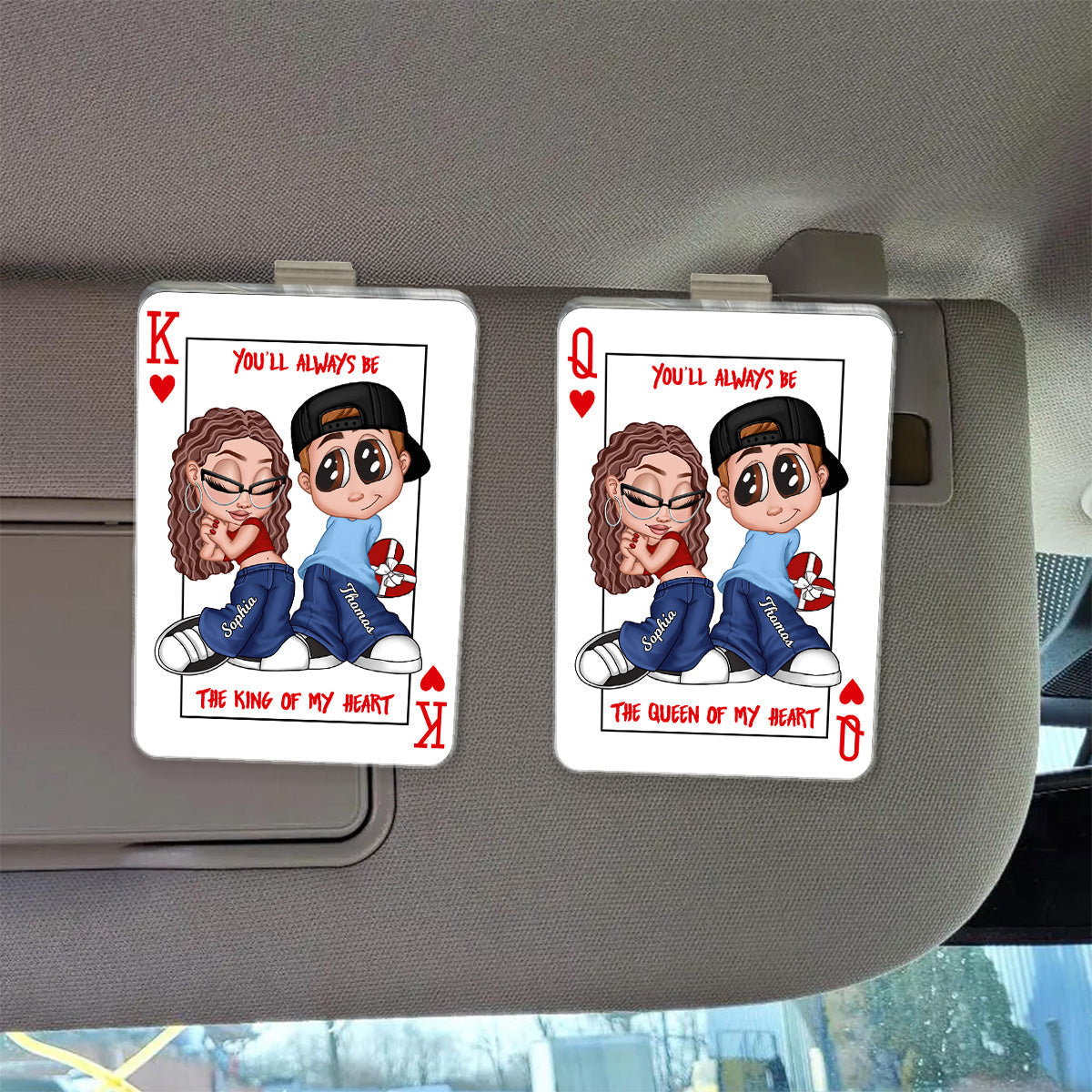 You're King/Queen Of My Heart Y2K Couple - Personalized Acrylic Car Visor - Valentine's Day Gift, Anniversary Gift For Him, For Her