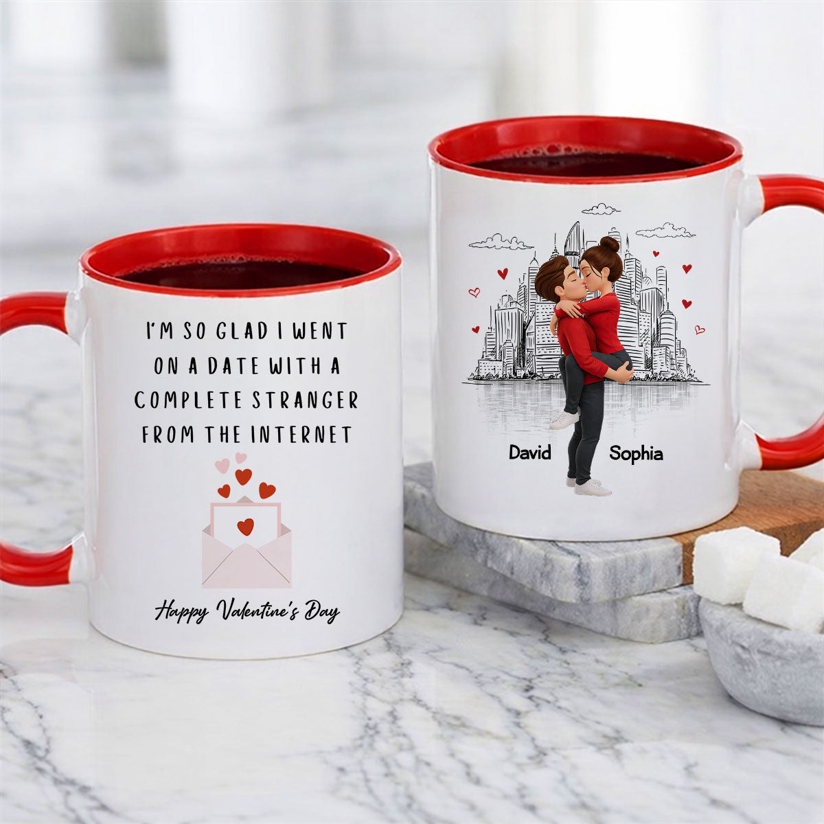 I'm So Glad I Went on a Date with a Complete Stranger - Personalized Mug - Sentimental Valentine's Day Gift for Her